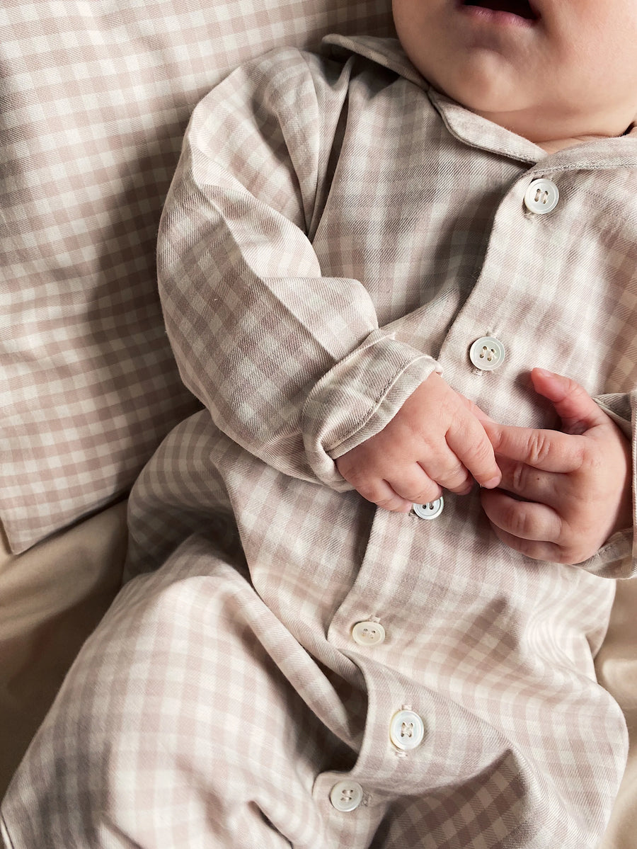 Classic PJ suit beige gingham - lalaby.com