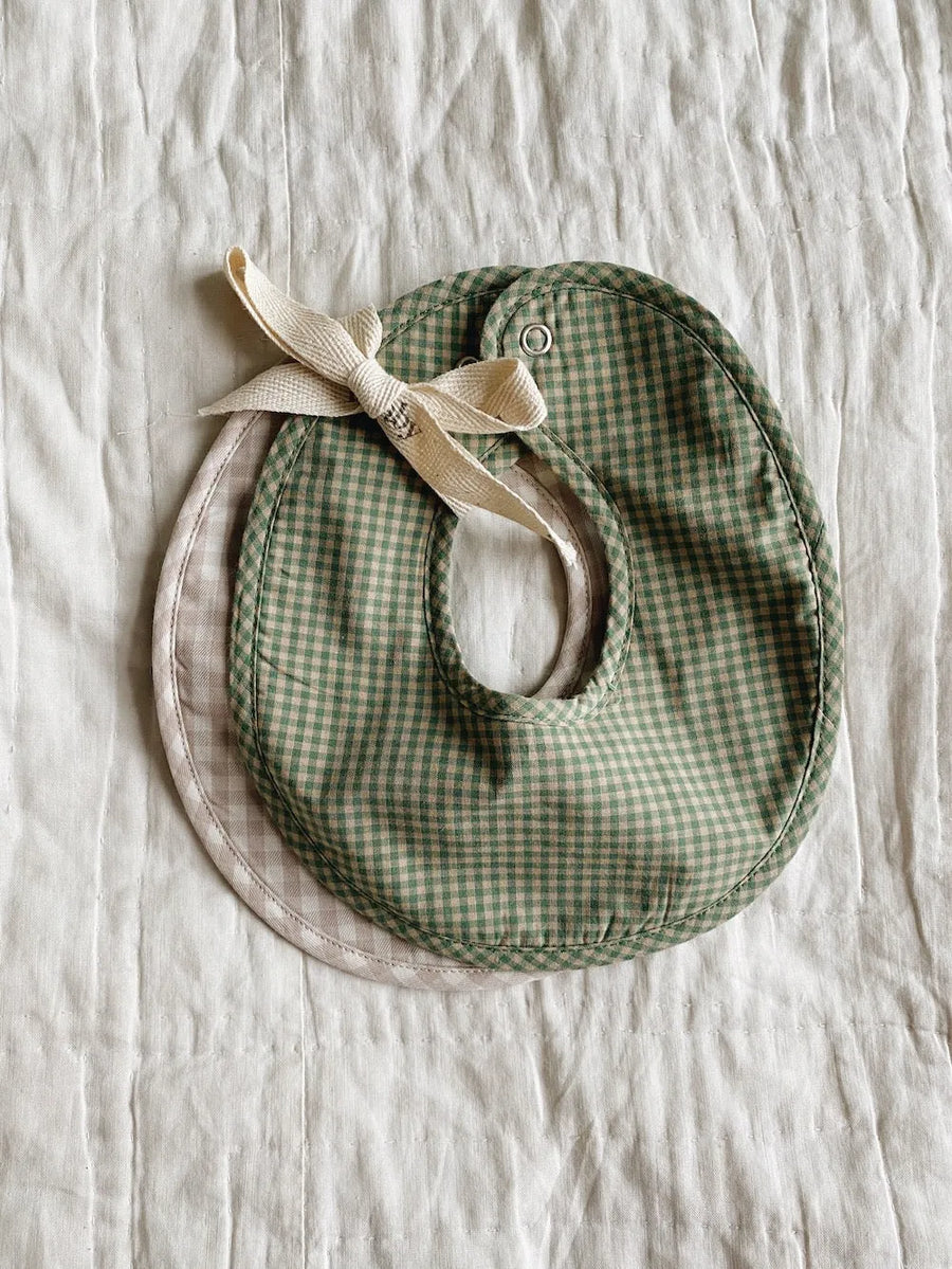 Bibi bib 2-pack green check