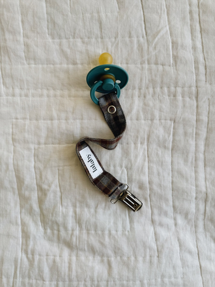 Pacifier clip grey check