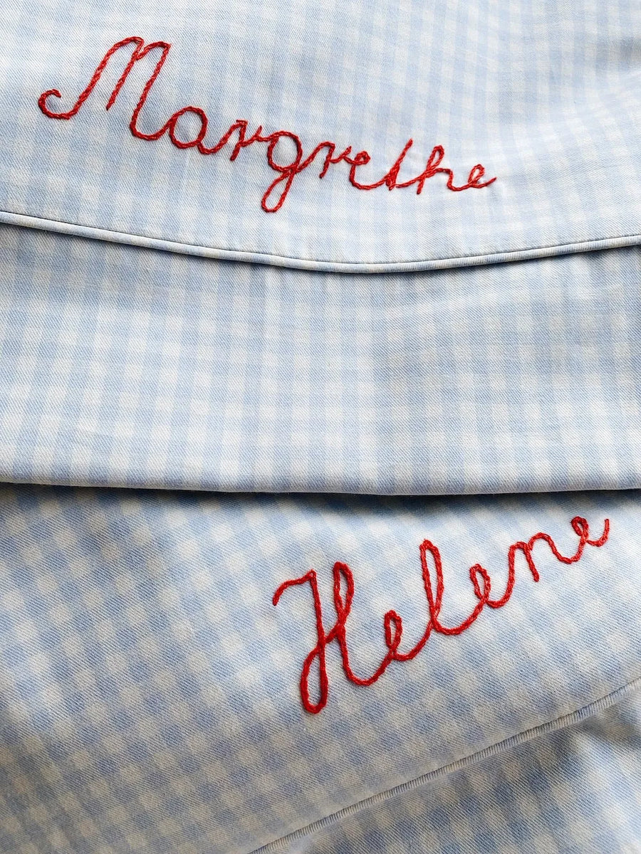 Klassisk babysengetøj blå gingham