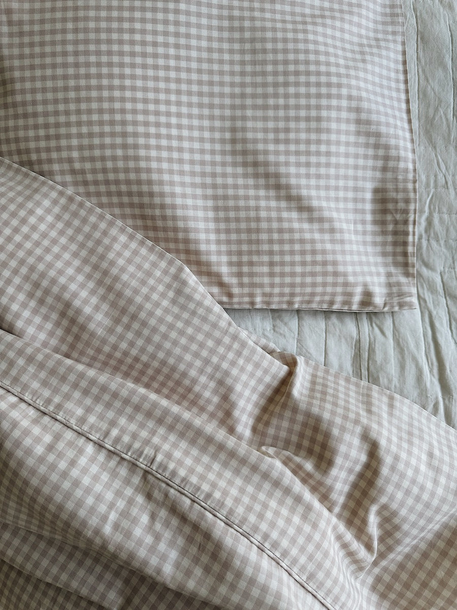Klassisk junior sengetøj beige gingham