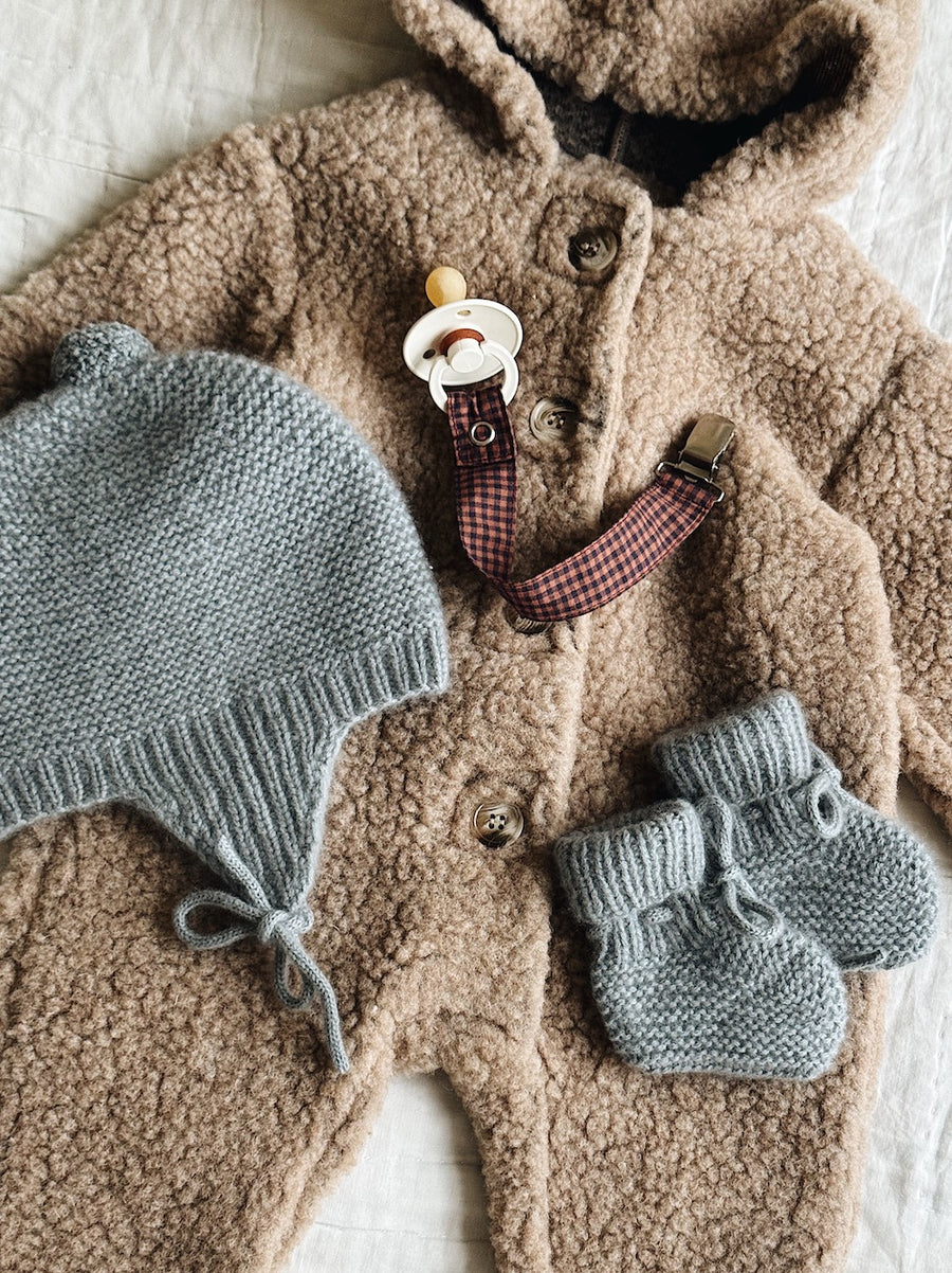 Pacifier clip indigo check