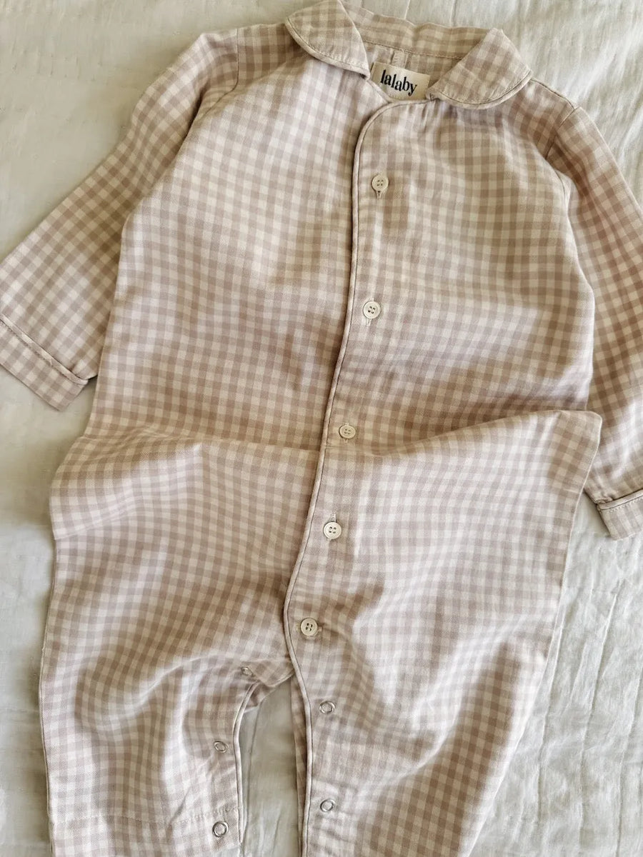 Klassisk PJ suit beige gingham