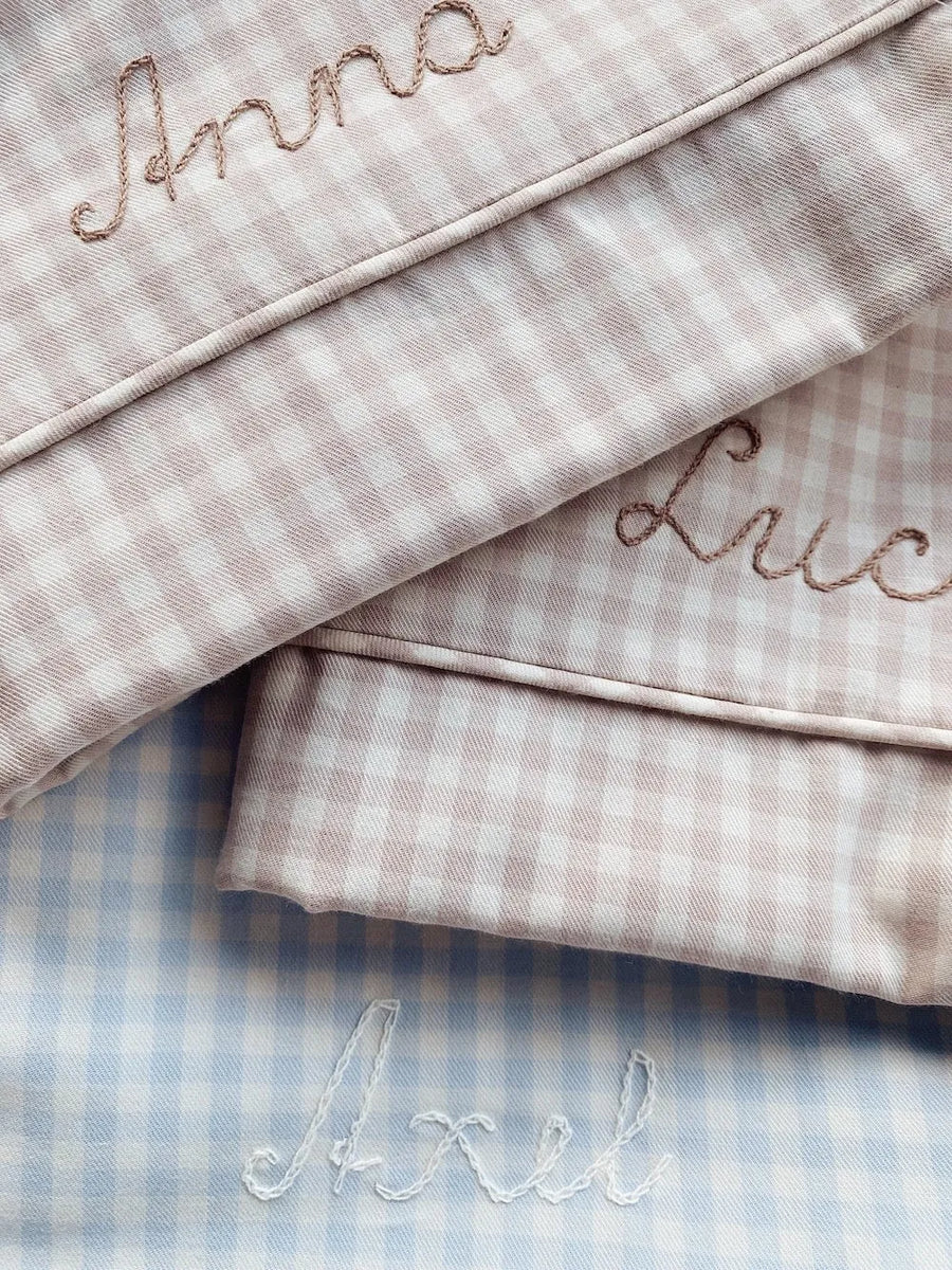 Klassisk babysengetøj beige gingham