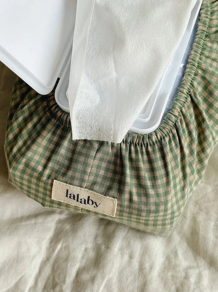 Wet wipe cover green check