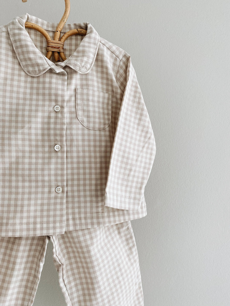 Classic pyjamas beige gingham - lalaby.com