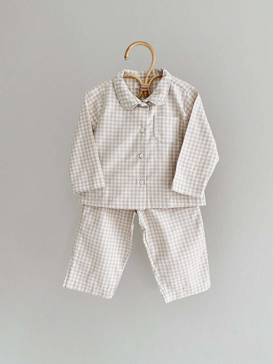 Classic pyjamas beige gingham - lalaby.com