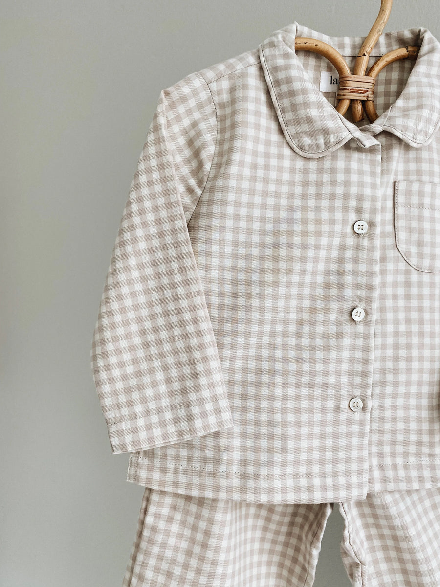 Classic pyjamas beige gingham - lalaby.com