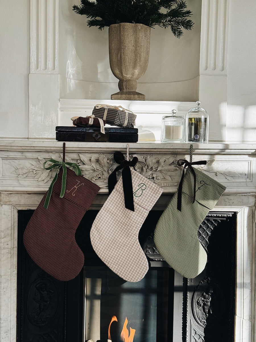 Christmas stocking green check