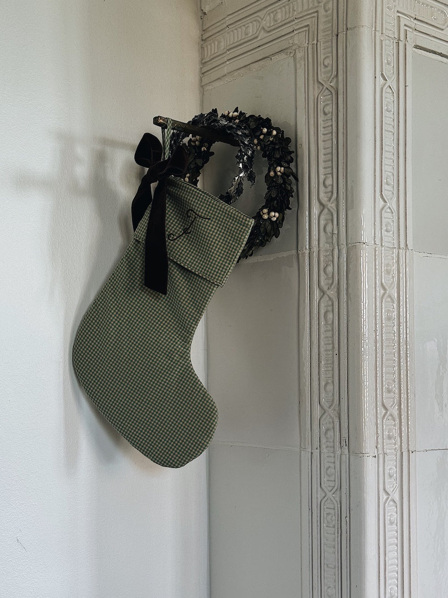 Christmas stocking green check