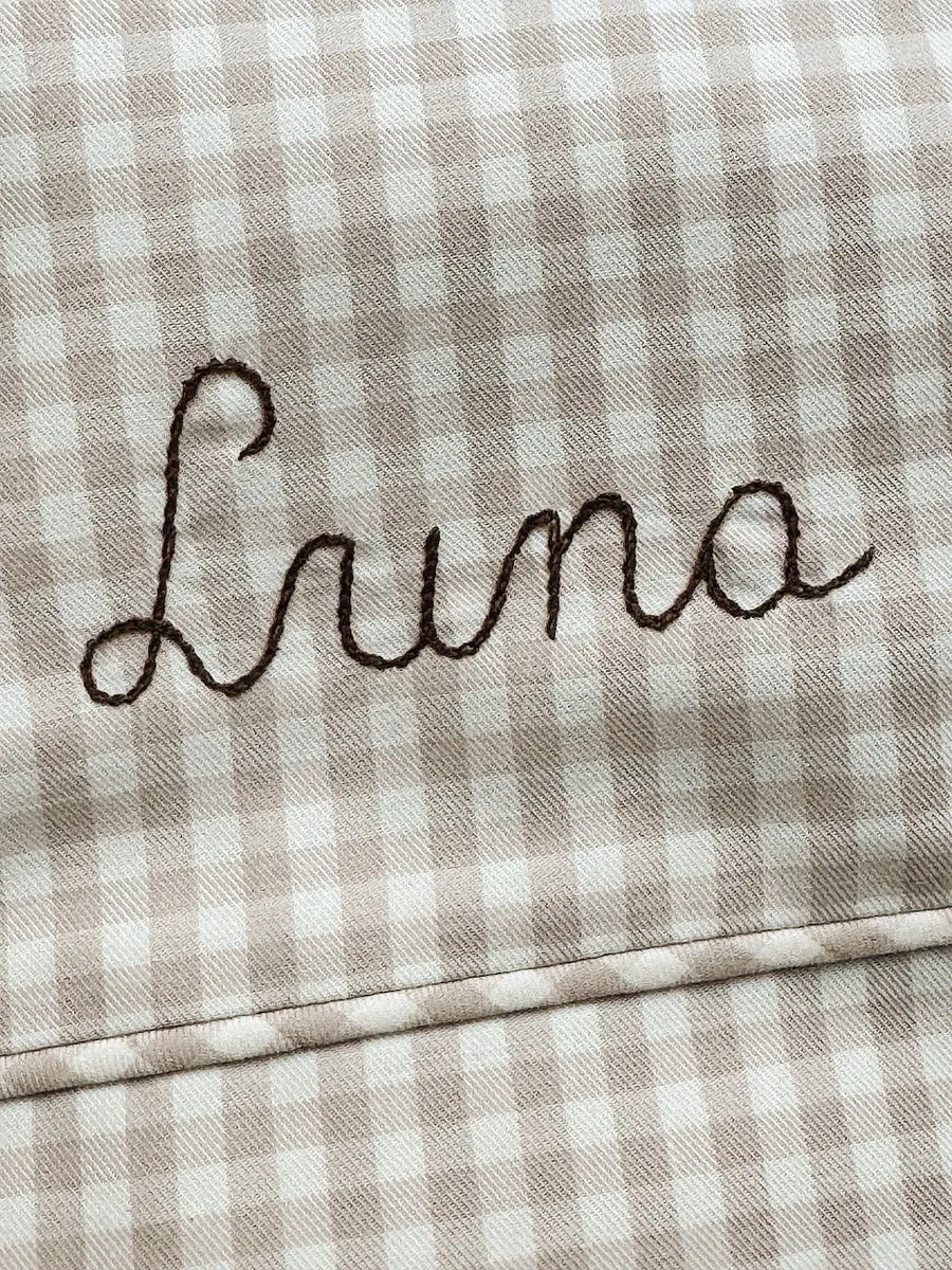 Klassisk sengetøj (full size) beige gingham