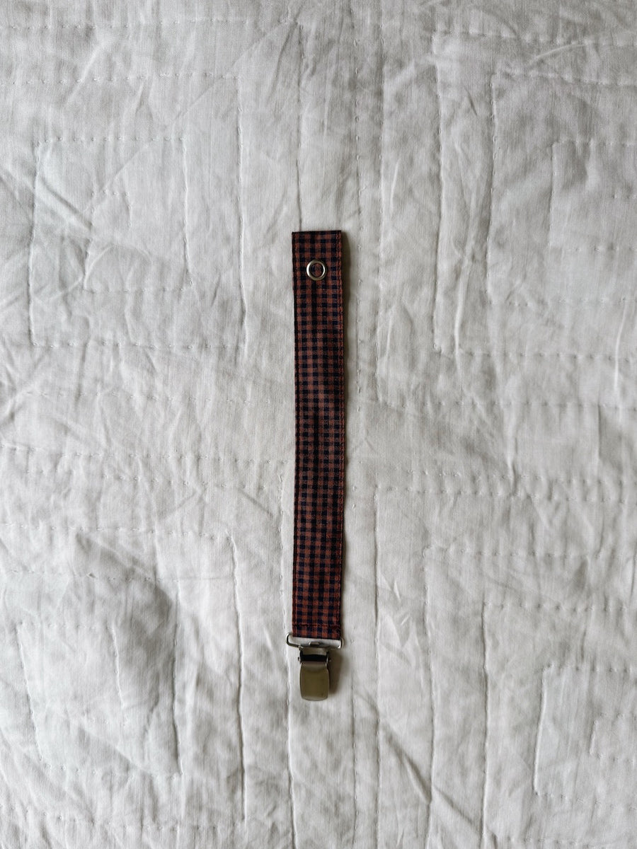 Pacifier clip indigo check