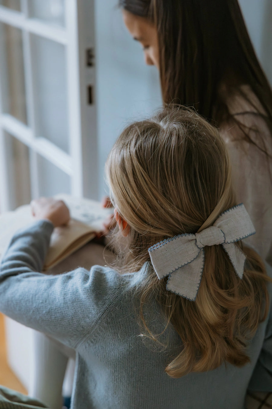 Big hair bow birch blue