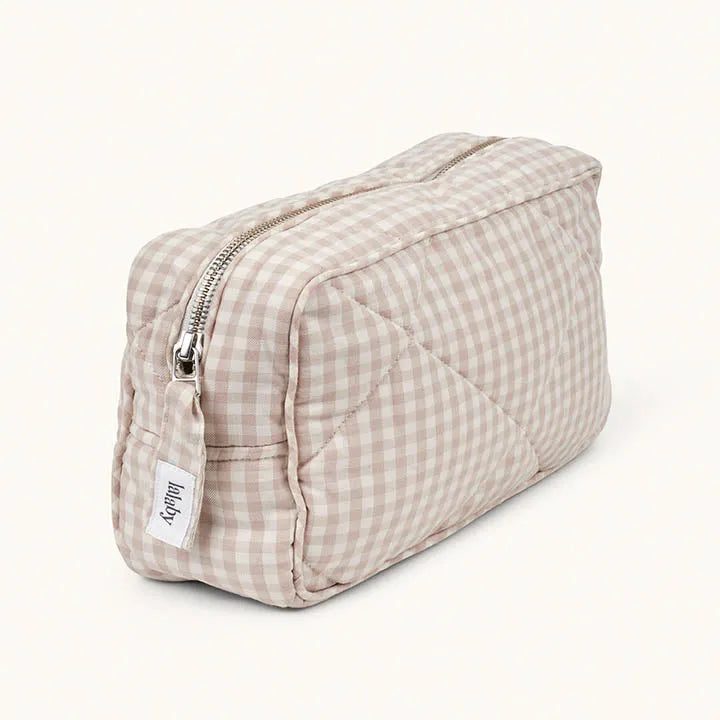 Toilettaske beige gingham