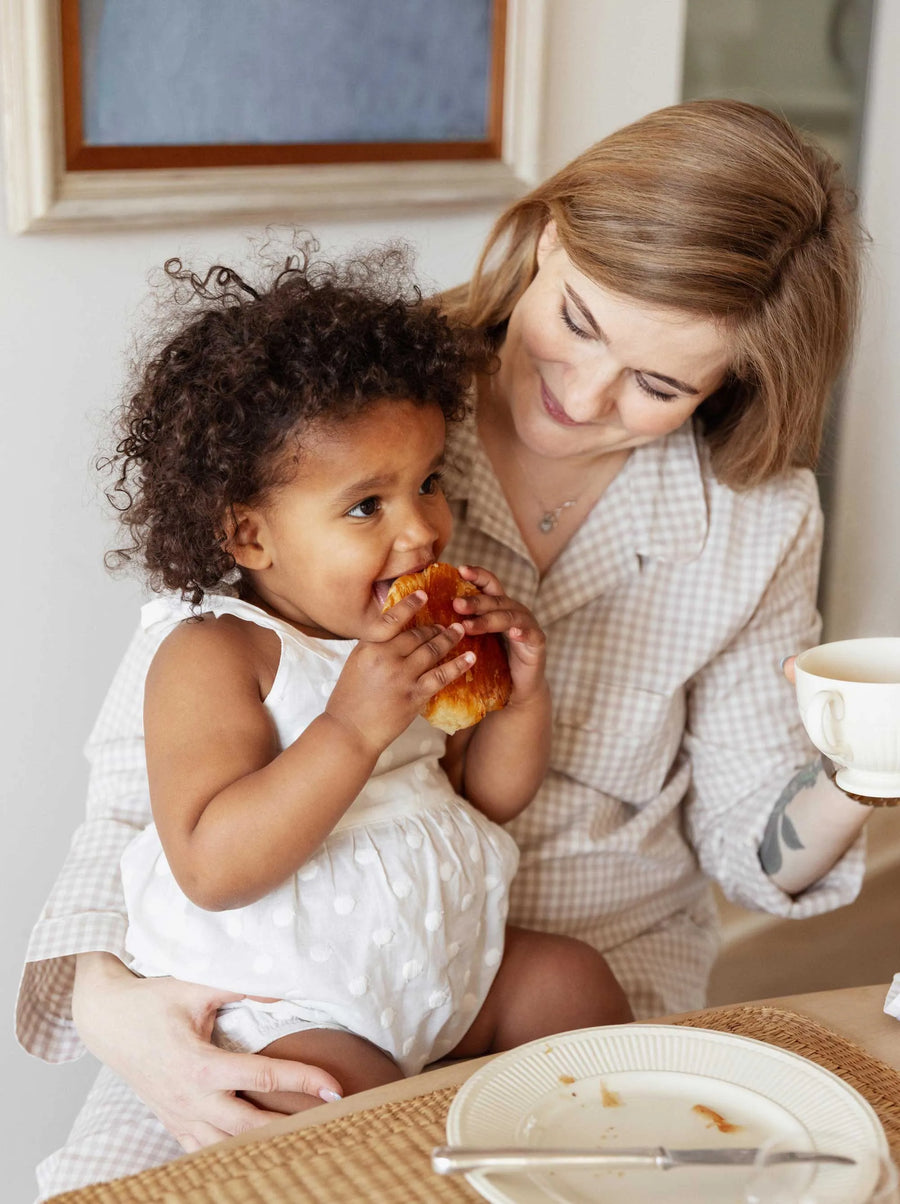 Classic Mom PJ - Beige gingham