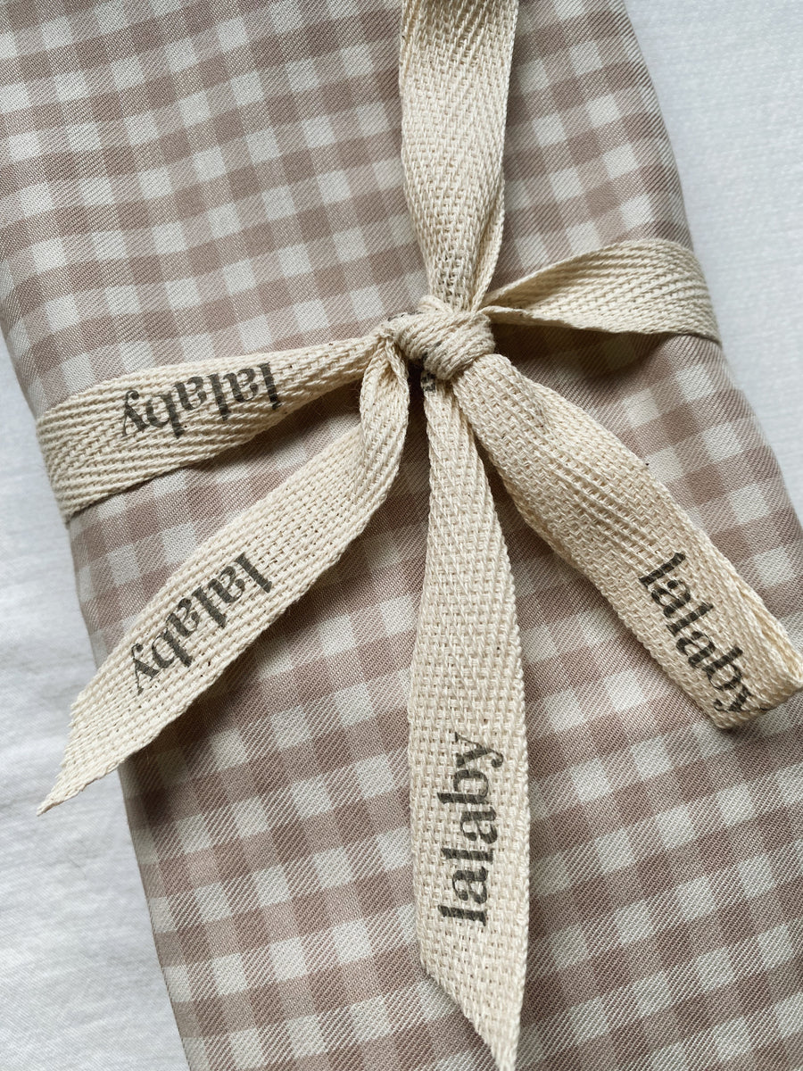 Changing mat cover beige gingham