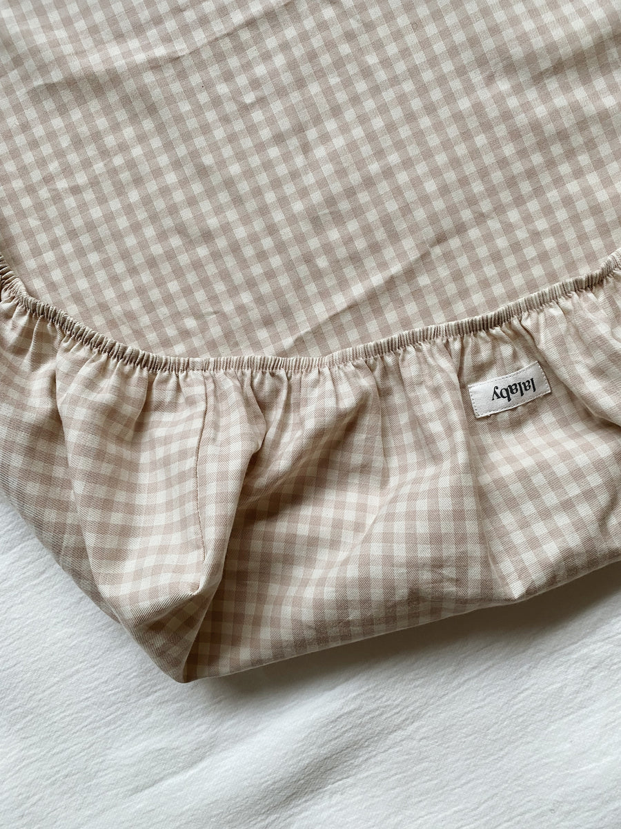 Changing mat cover beige gingham