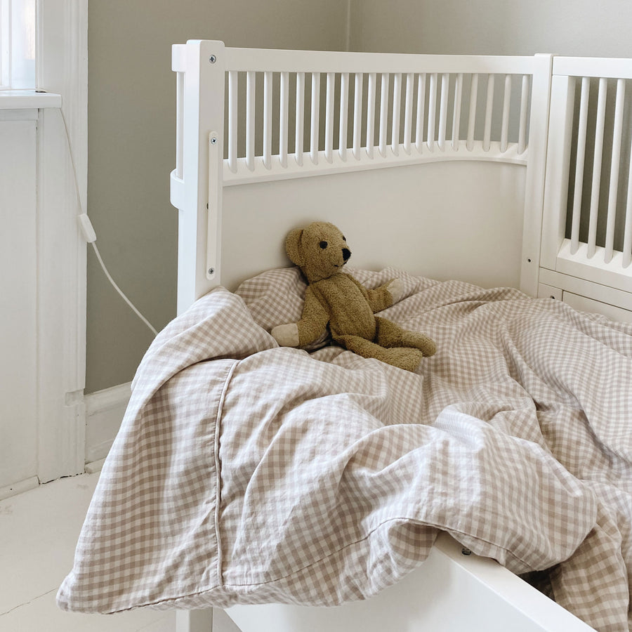 Classic junior bedding beige gingham - lalaby.com
